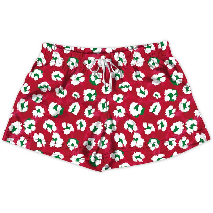 Calções de Lounge SC - Leopardo Vermelho Natalício por atacado de Southern Couture