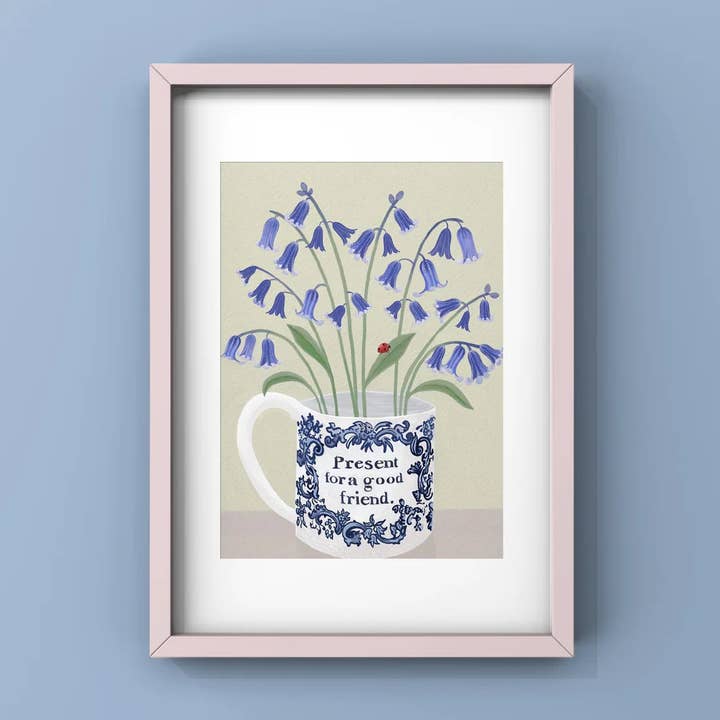 Bluebells in Friendship Cup Print for wholesale by Susie Hamilton Art