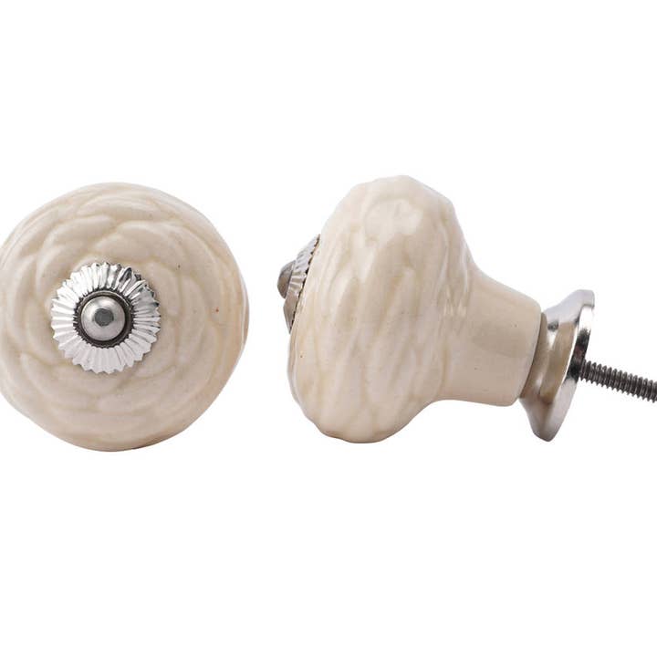 Large Cream Weave Ceramic Drawer Pull for wholesale by CGB Giftware