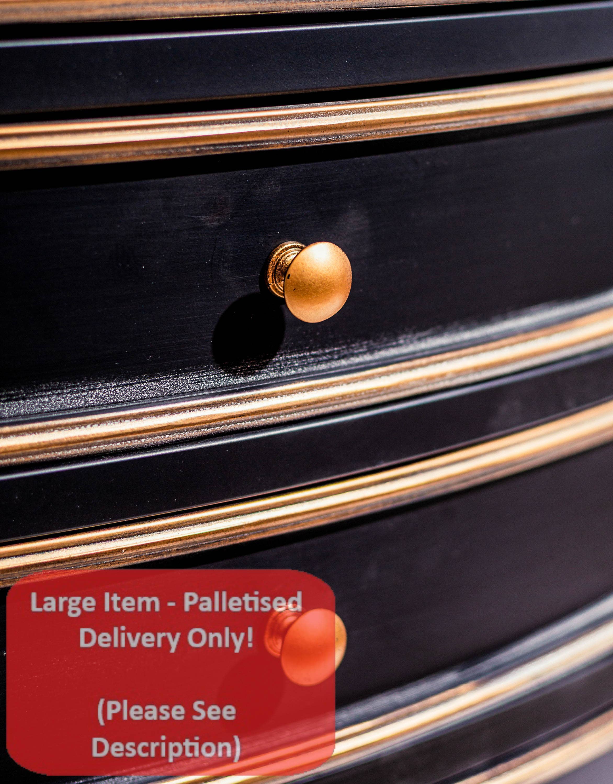 McGowan & Rutherford Ltd - Wholesale Cabinet - Black And Antique Gold "Orwell" Door & Drawer Side Cabinet2