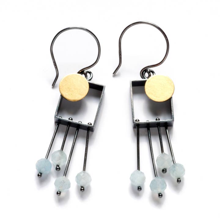 SRJ33SE Rectangle Earrings with Dot and Fringe for wholesale by ASHKA DYMEL Studio