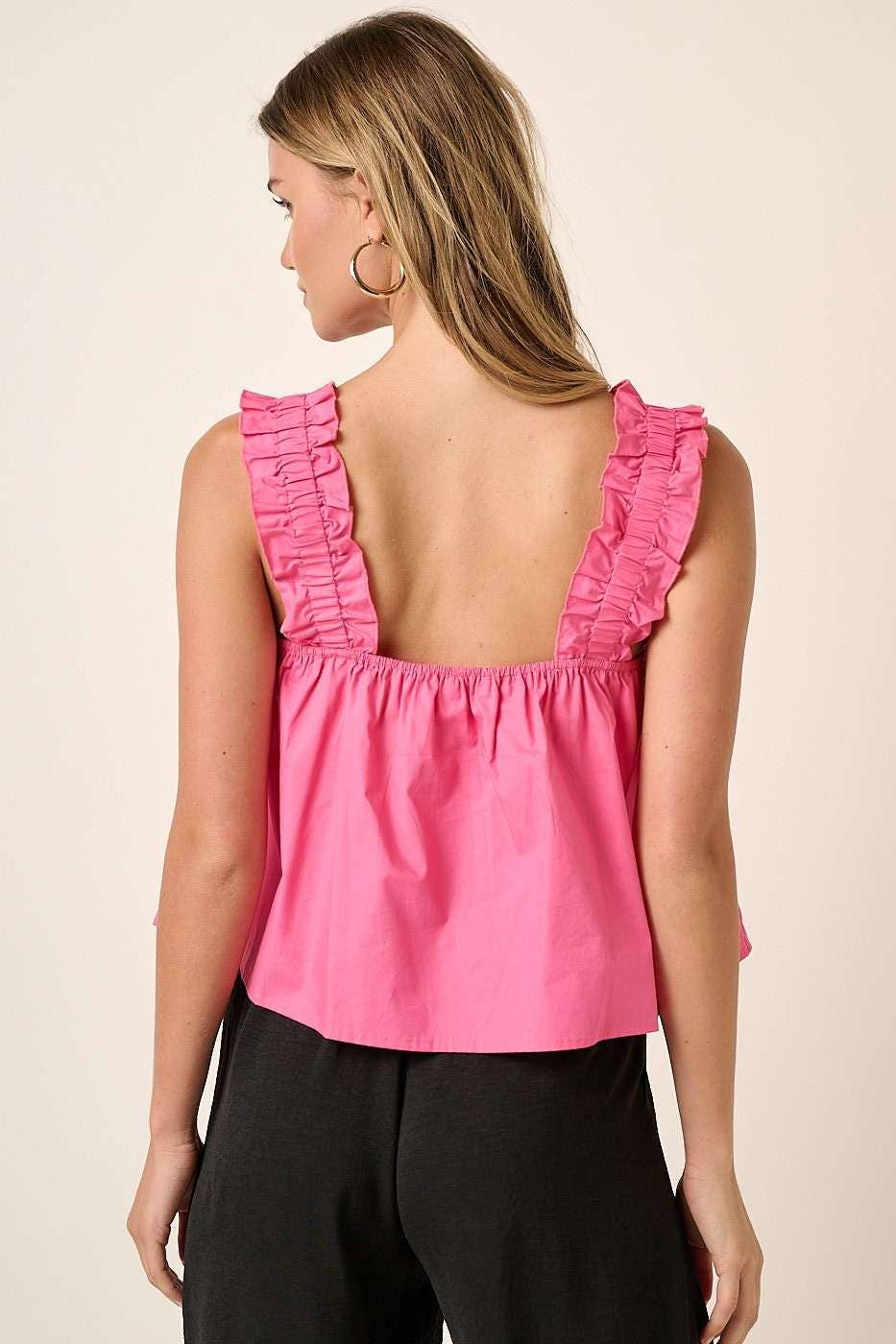 mittoshop - Wholesale Blouse - Women's - M15167-SEMI SWEETHEART NECK RUFFLE CROP TOP14