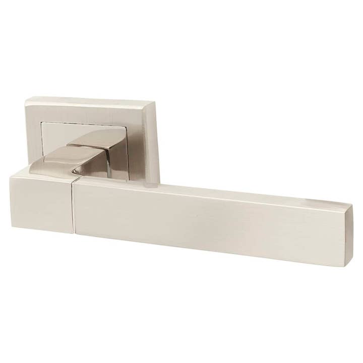 Diybasket - Wholesale Knob/Pull - Gama Lever Door Handle on Square Rose - Polished/Satin Nickel