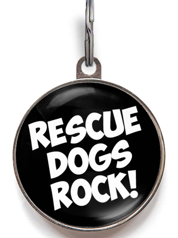 Rescue Dogs Rock! Smart Dog ID Tag - Black for wholesale by WagATudeTags