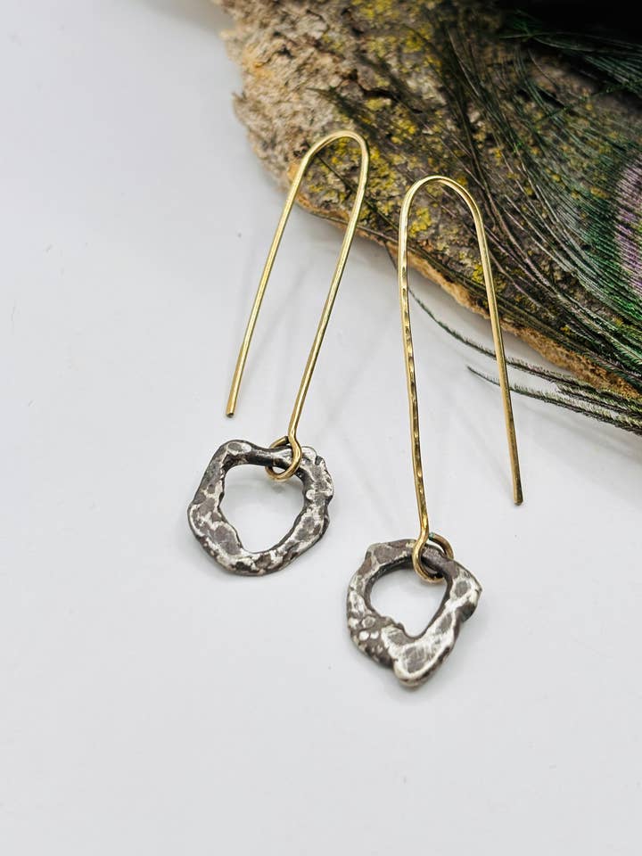TERRA Freeform Sterling Silver Molten Dangle Earrings for wholesale by Rachel Renee Jewelry