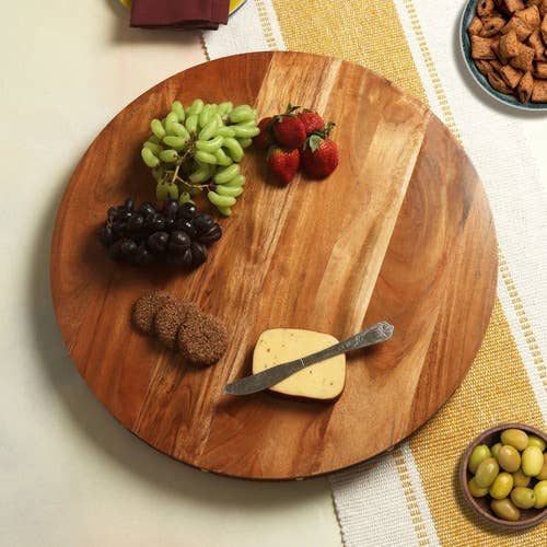 LG Studded Wood Lazy Susan for wholesale by India Handicrafts Inc