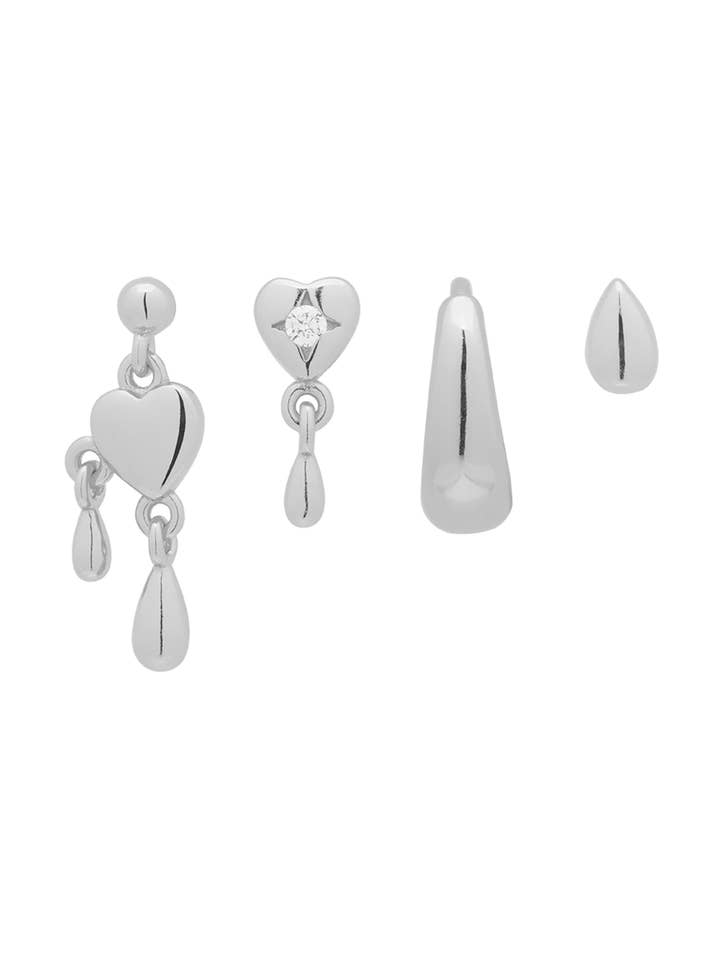 Set oorbellen met druppelvormige hartjes - sterling zilver voor wholesale door S-kin Studio Jewelry
