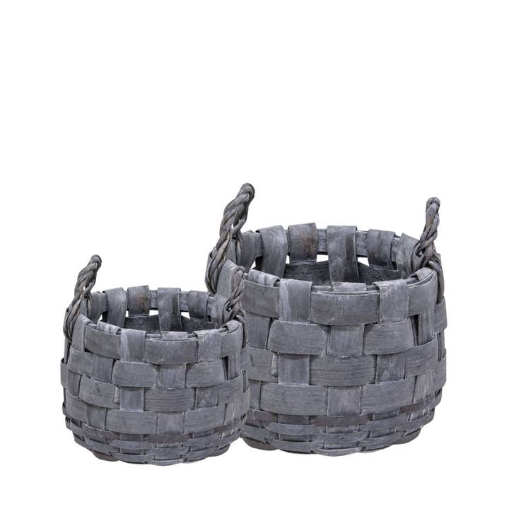 Lot de 2 paniers de cueillette naturels avec poignées en corde pour la vente par CWI Gifts