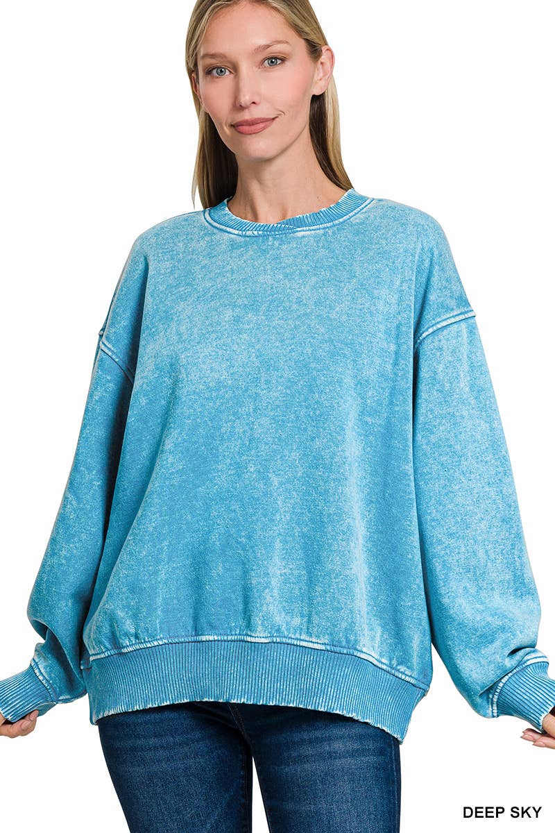 42POPS - Wholesale Sweatshirt - Women's - Acid Wash Fleece Oversized Pullover21
