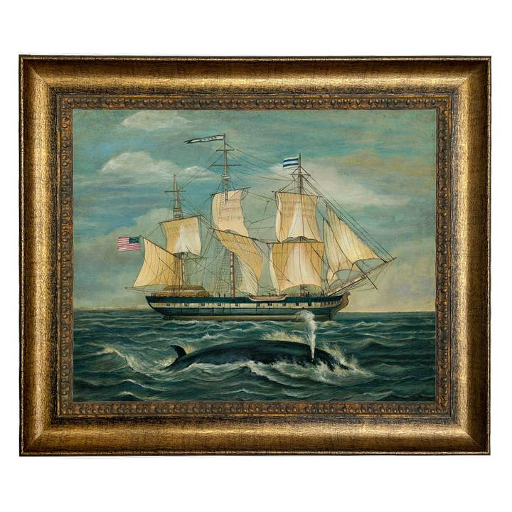 Madison Bay Co. - Historical Home Decor Reproductions - Wholesale Painting/drawing - American Whaling Ship with Sperm Whale Vintage Painting Print8