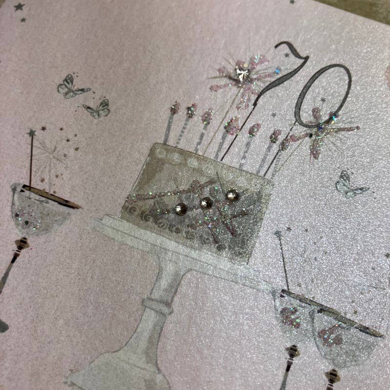 White Cotton Cards - Vente Cartes d'anniversaire - 70 - Gâteau rose pâle super scintillant (DPA70)1