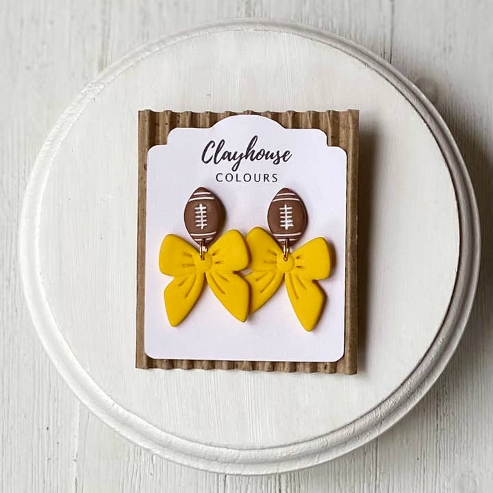 Clayhouse Colours - Wholesale Dangle Earrings - Football & Bow Earrings