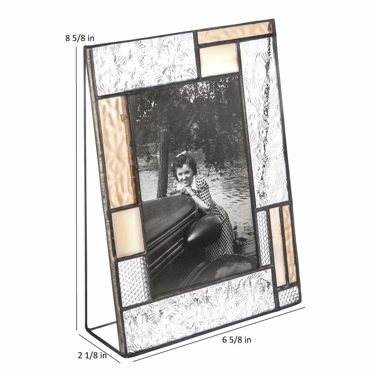 J Devlin Glass Art & Bert Anderson Collection - Wholesale Picture Frame - Pic 453 Peach, Ivory and Clear Vintage Glass Frame Series7