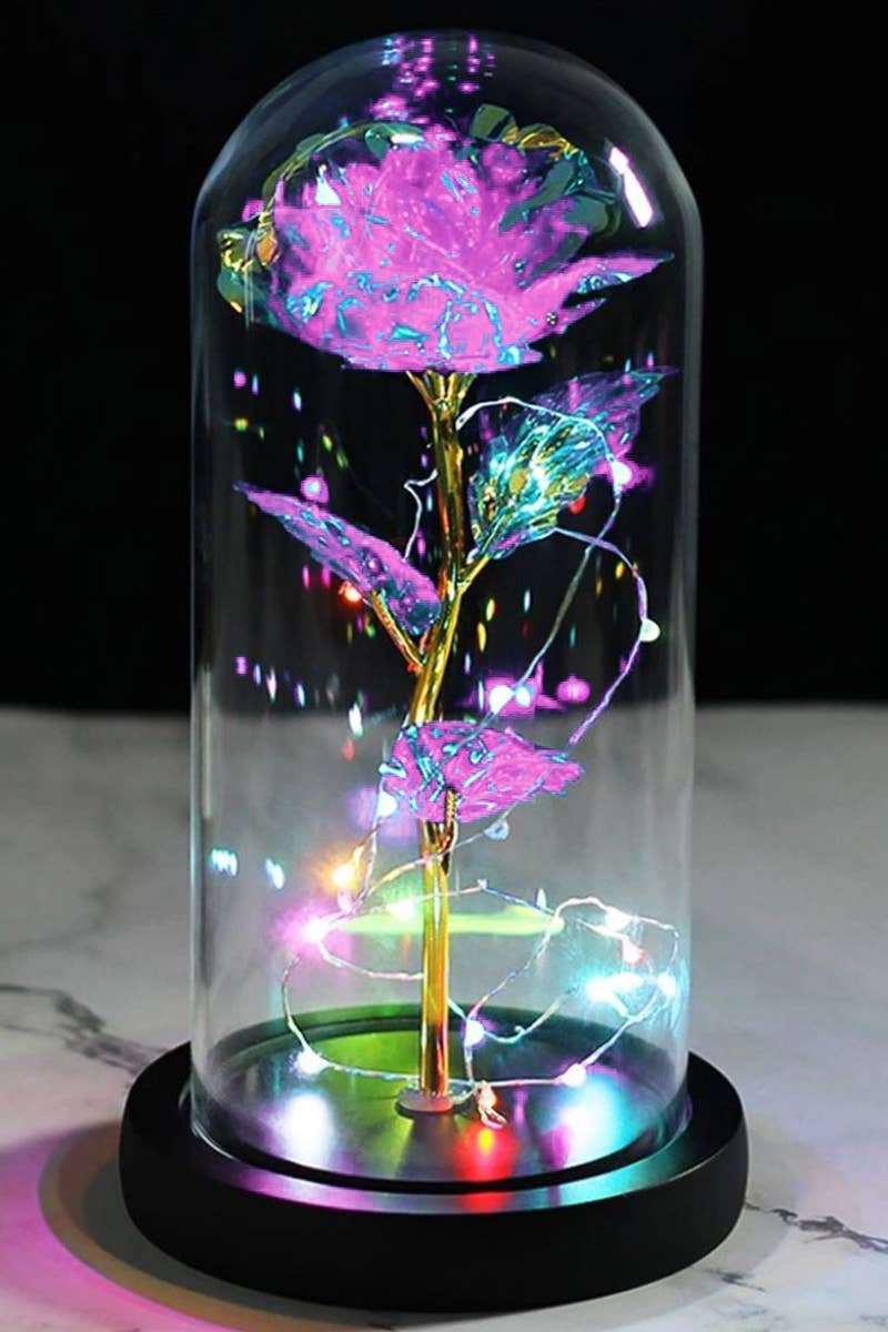 Cap Zone – wholesale Decorative tabletop object – Tall Metallic Galaxy Rose Dome Led Light Stand6