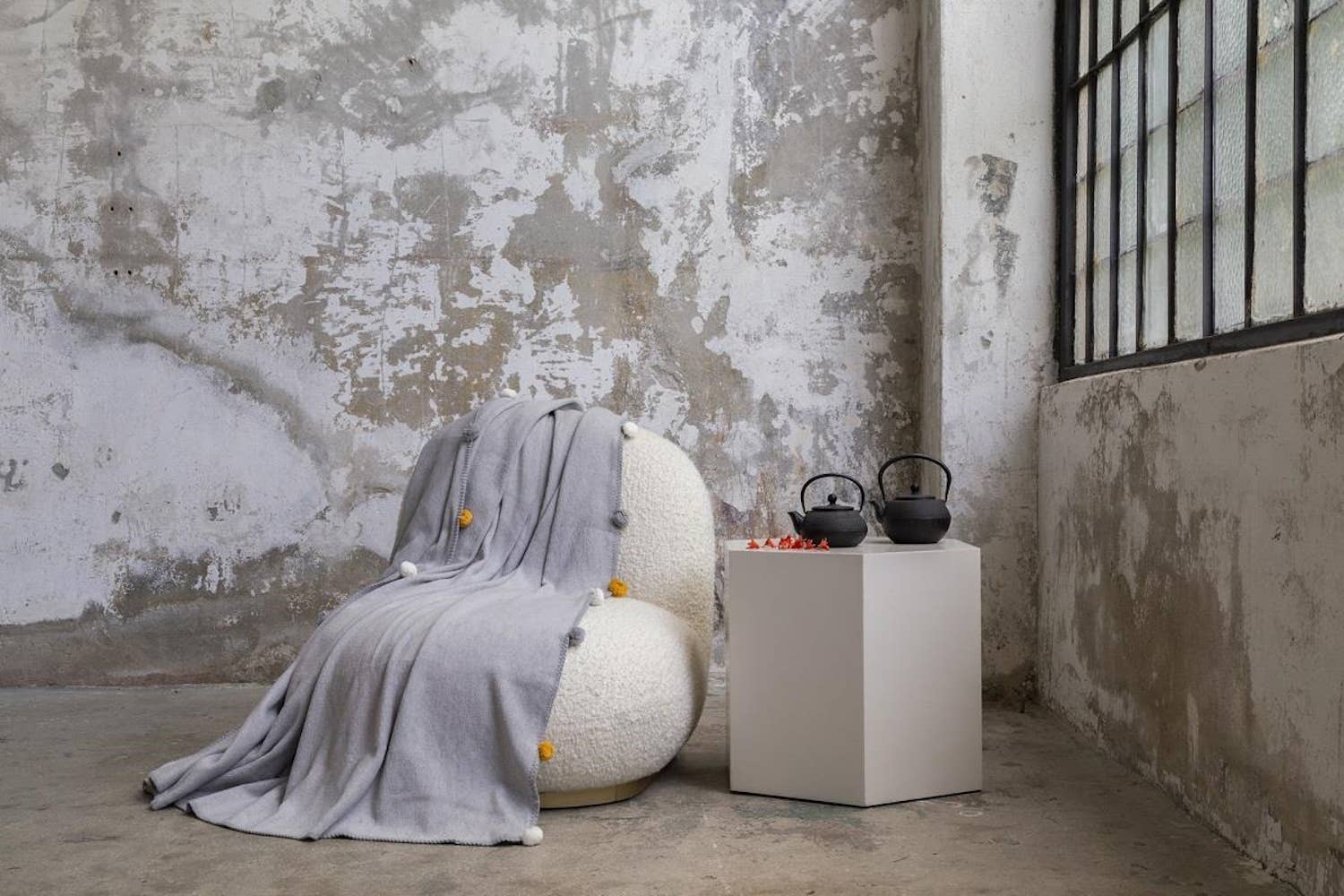 Cinzento Manta Dolce Bonita Home Duplo Pom-Pom Pique 200x220 Cinza para venda a revendedores na Faire0