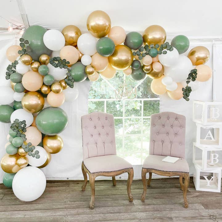 Ellie's Party Supply - Wholesale Balloon - Boho Jungle Balloon Garland Kit –Green & Gold | Retail-Ready