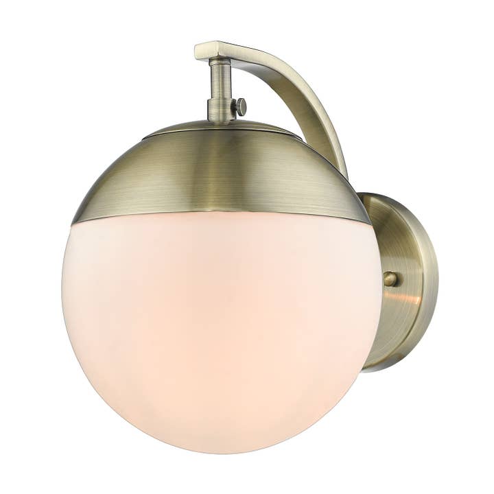 Dixon Sconce Light Fixture- Damp, Aged Brass for wholesale by Golden Lighting