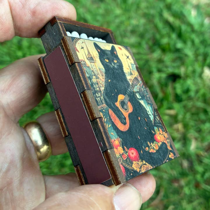 Most Amazing - Wholesale Matches - Matches • Black Cat with Guitar Wooden Matchboxes1