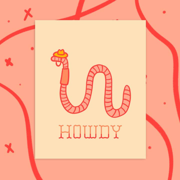 Stampa artistica Howdy Cowboy Worm per la vendita all'ingrosso da parte di Articuh