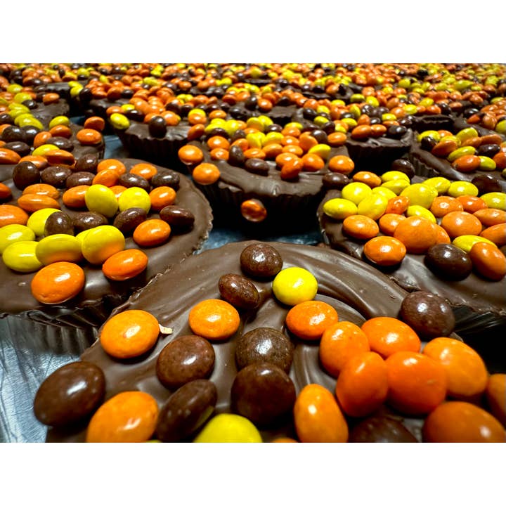 O'Shea's Candies Sweet Shop - Wholesale Chocolate Covered Sweets - Jumbo Milk Chocolate “Reese Pieces” Peanut Butter Cups w/Bow