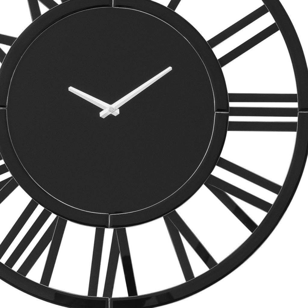 HomeRoots - Wholesale Wall Clock - 43" Black Mirrored Acrylic Silent Analog Circle Wall Clock3