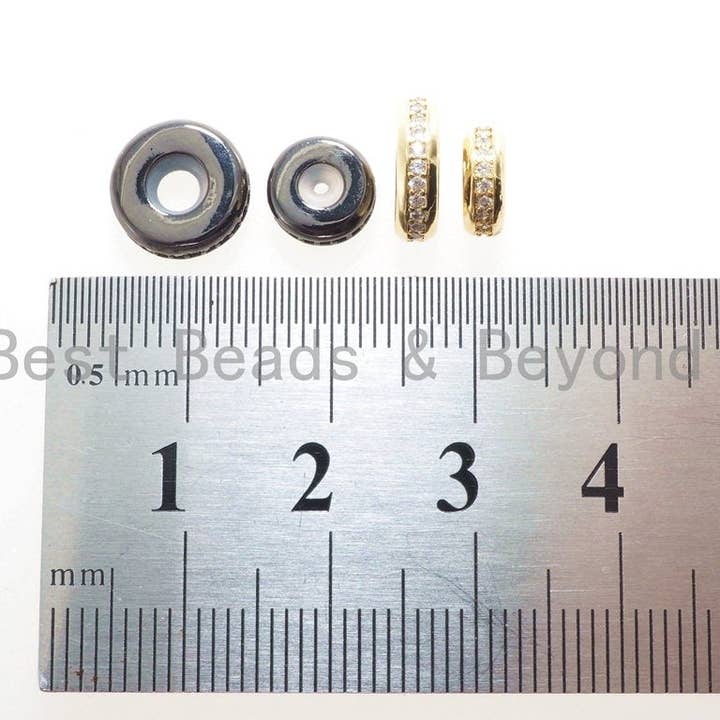 BestBeads&Beyond - Wholesale Beads - Stopper Beads, CZ Micro Pave Stopper beads with Rubber Ring, Cubic Zirconia Spacer beads, Bracelet Necklace DIY, 8mm/10mm, SKU#Y884