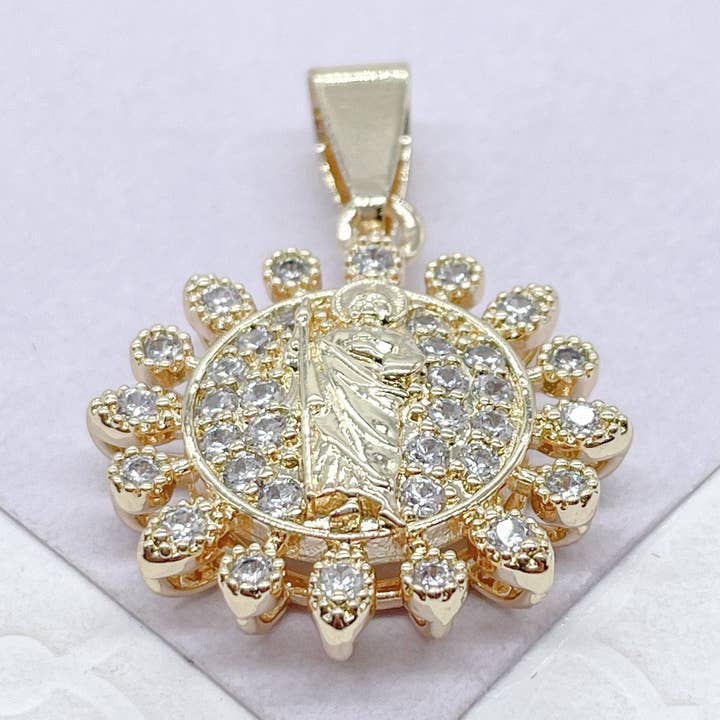 18k GF Saint Jude Charm with CZ Crown for wholesale by Milie