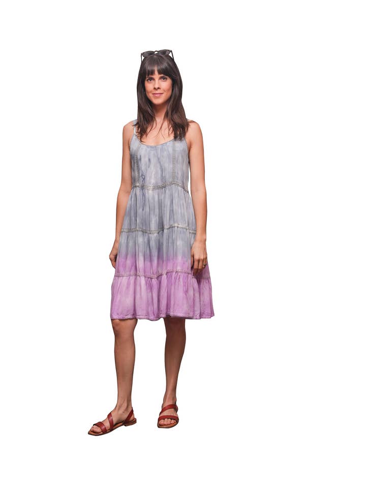 Sacred Threads - Wholesale Dress - Women's - Serene Gray Babydoll Summer Dress