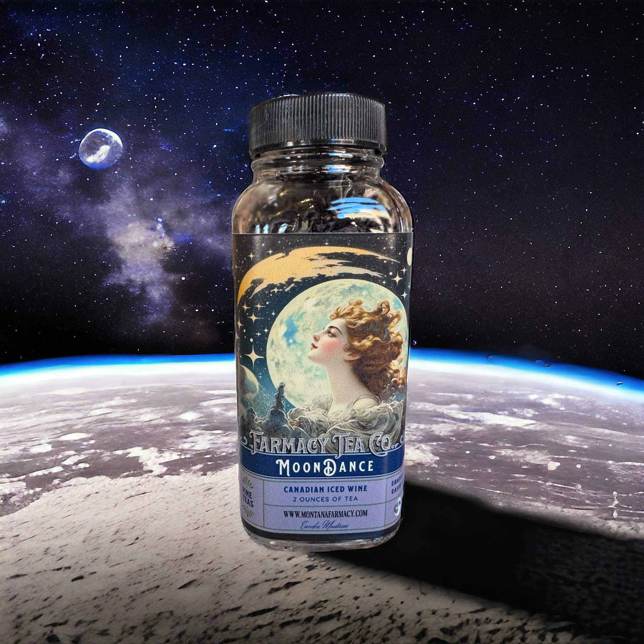 Montana Farmacy - Wholesale Loose Tea - Moondance Moonlight Iced Wine Delightful Tea in glass jar1