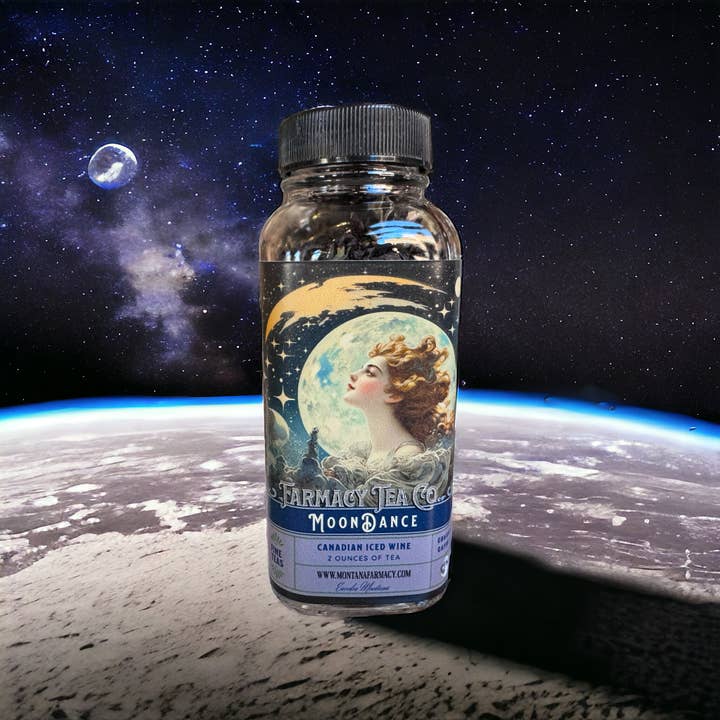 Montana Farmacy - Wholesale Loose Tea - Moondance Moonlight Iced Wine Delightful Tea in glass jar1