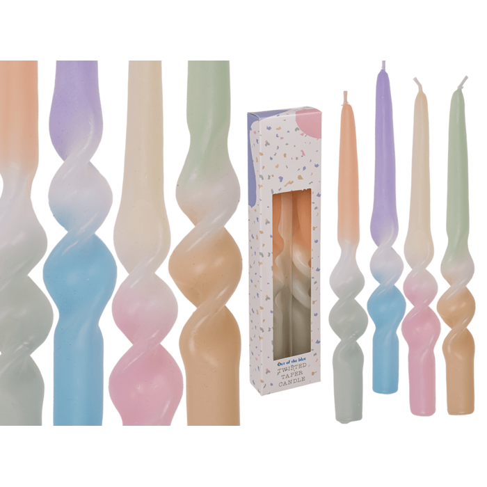 Out of the blue KG - Wholesale Tapered Candle/Candlestick - Twisted taper candle with colour gradient, Pastel, - 153330#0
