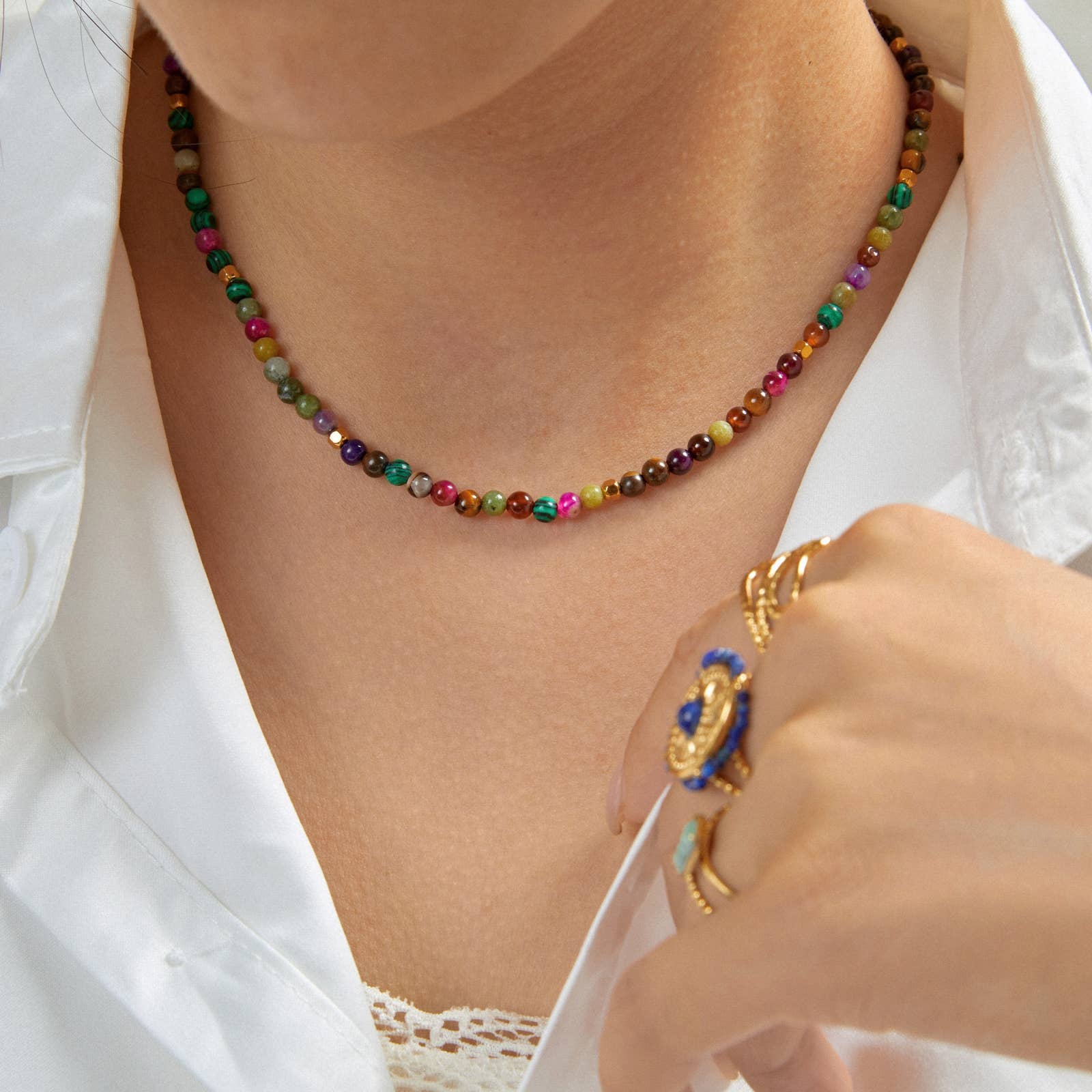 Lovelika – wholesale Link & chain necklace – Simple chain necklace with stones - Skylar4