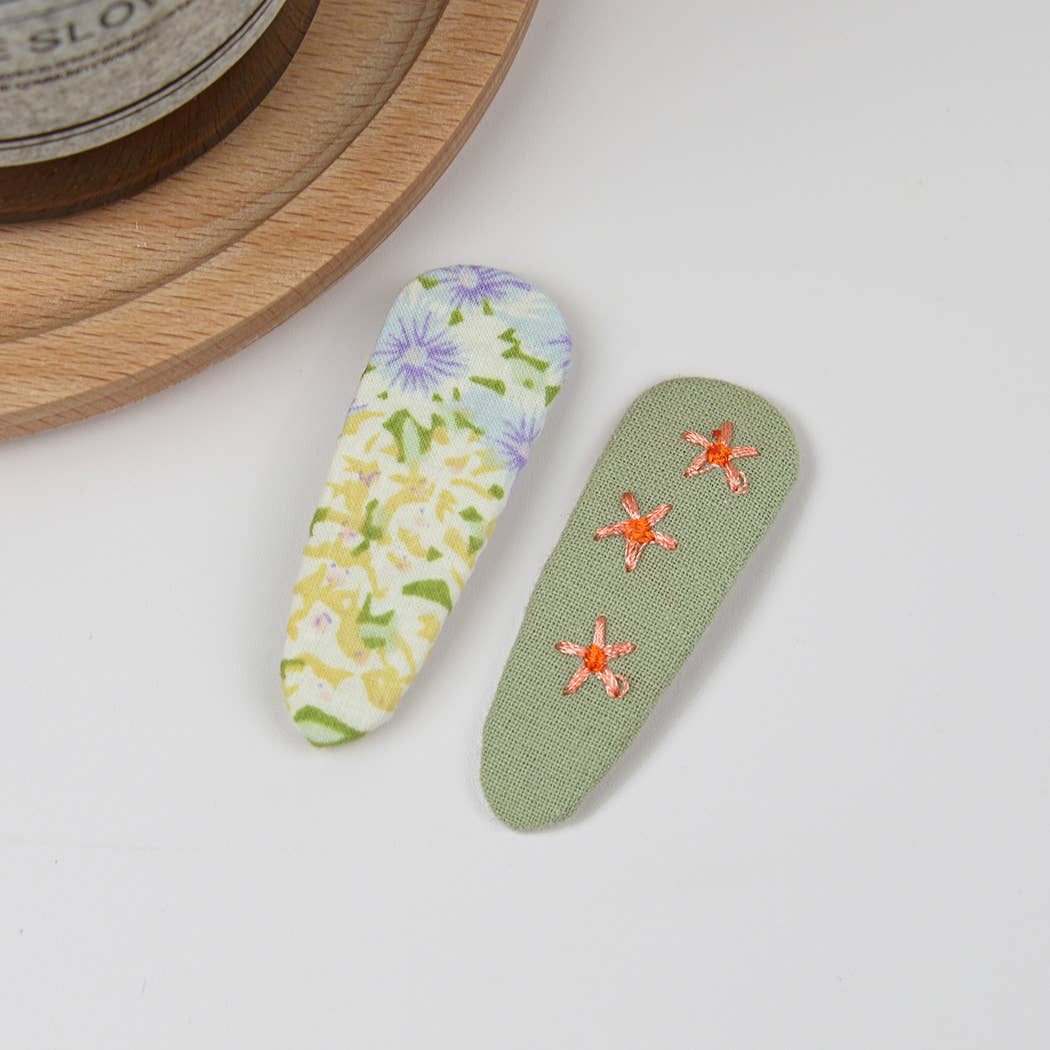 TheDivaSoap - Wholesale Hair Clip - Kids - Embroidered Floral Snap Hair Clips Set7