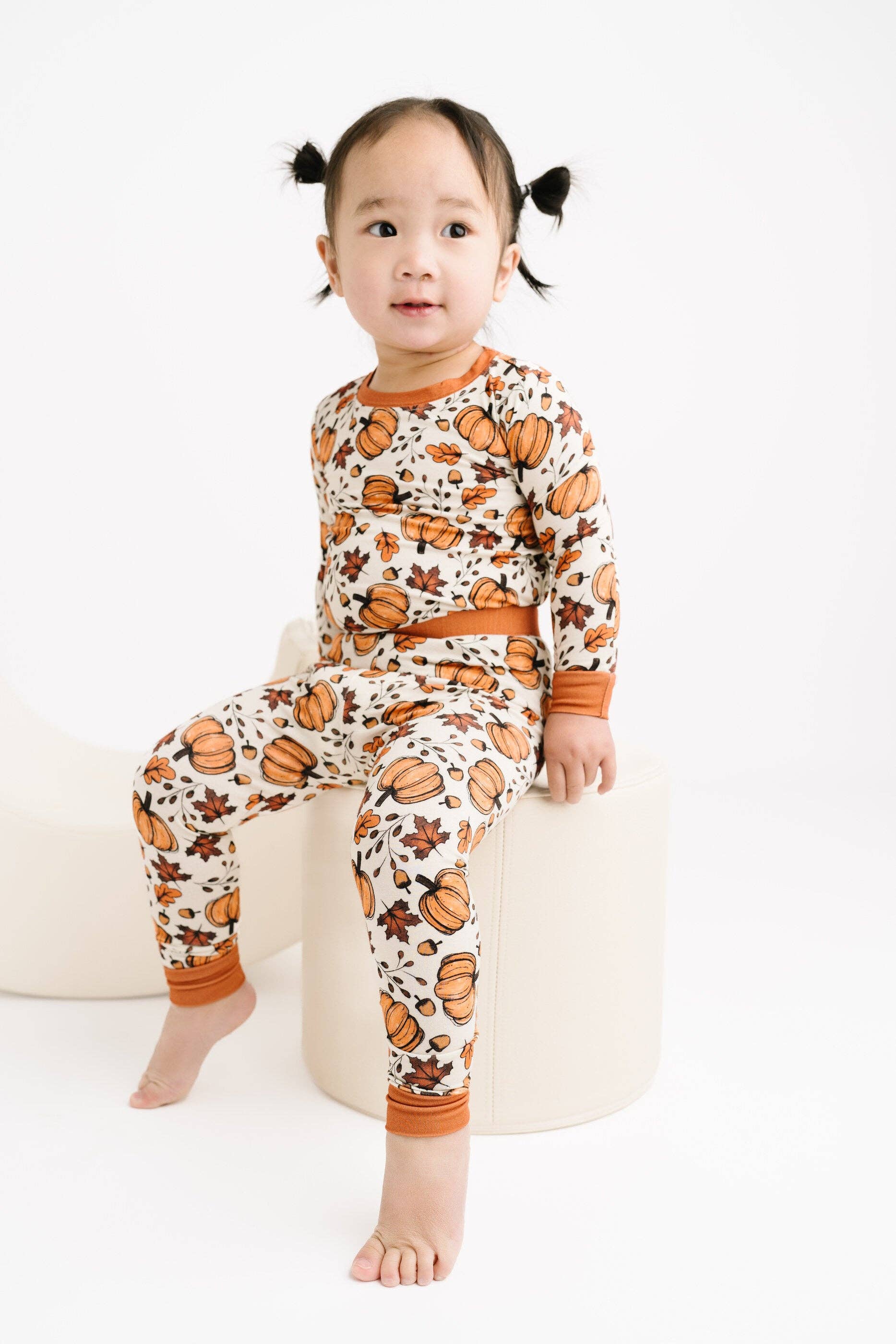 Little One Shop - Wholesale Top & Pant Set - Kids - Pumpkin Harvest Bamboo Set1