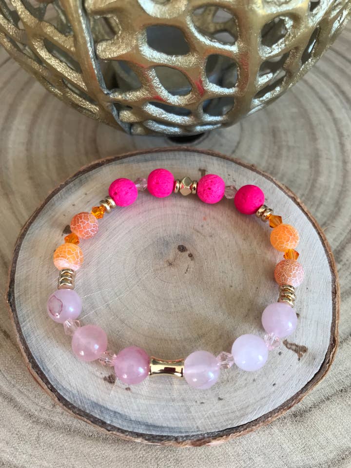 Rosenkvarts, agat och Lava sten armband för wholesale av Mlle A by Aline L