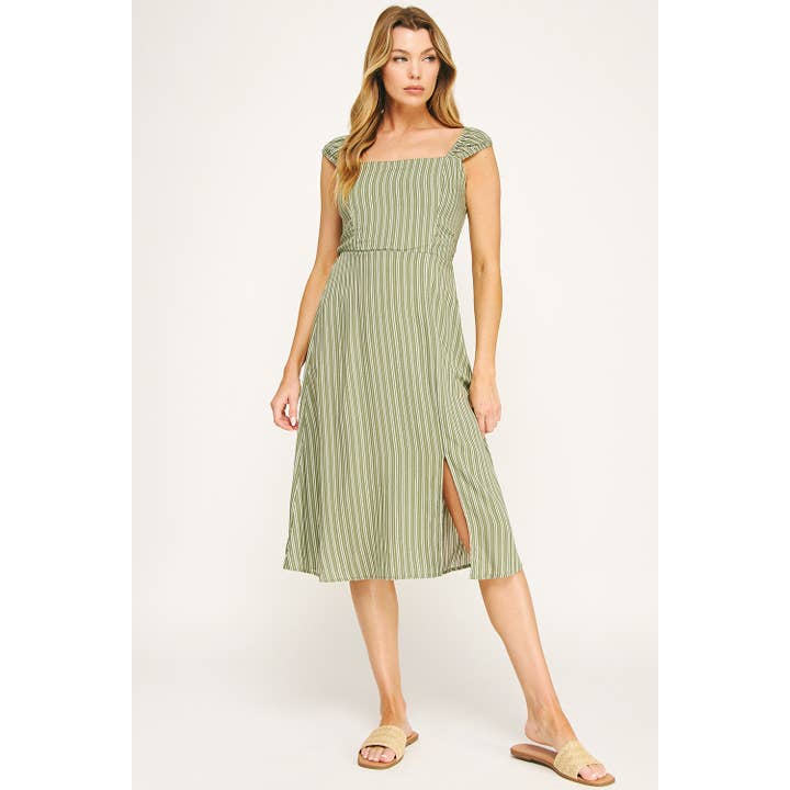 Winslow Collection - Wholesale Dress - Women's - ELASTIC SHIRRING STRAP W/LACE UP BACK DETAIL DRESS