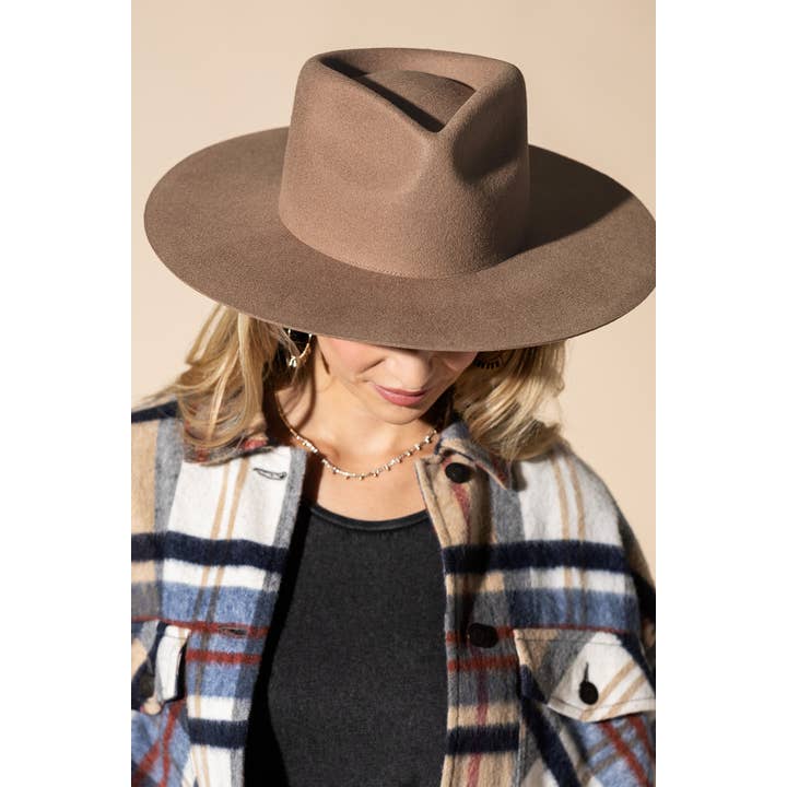 Urbanista - Vendita all'ingrosso Fedora - Donna - Cappello Panama a tesa rigida in lana australiana 100% con corona a goccia larga10