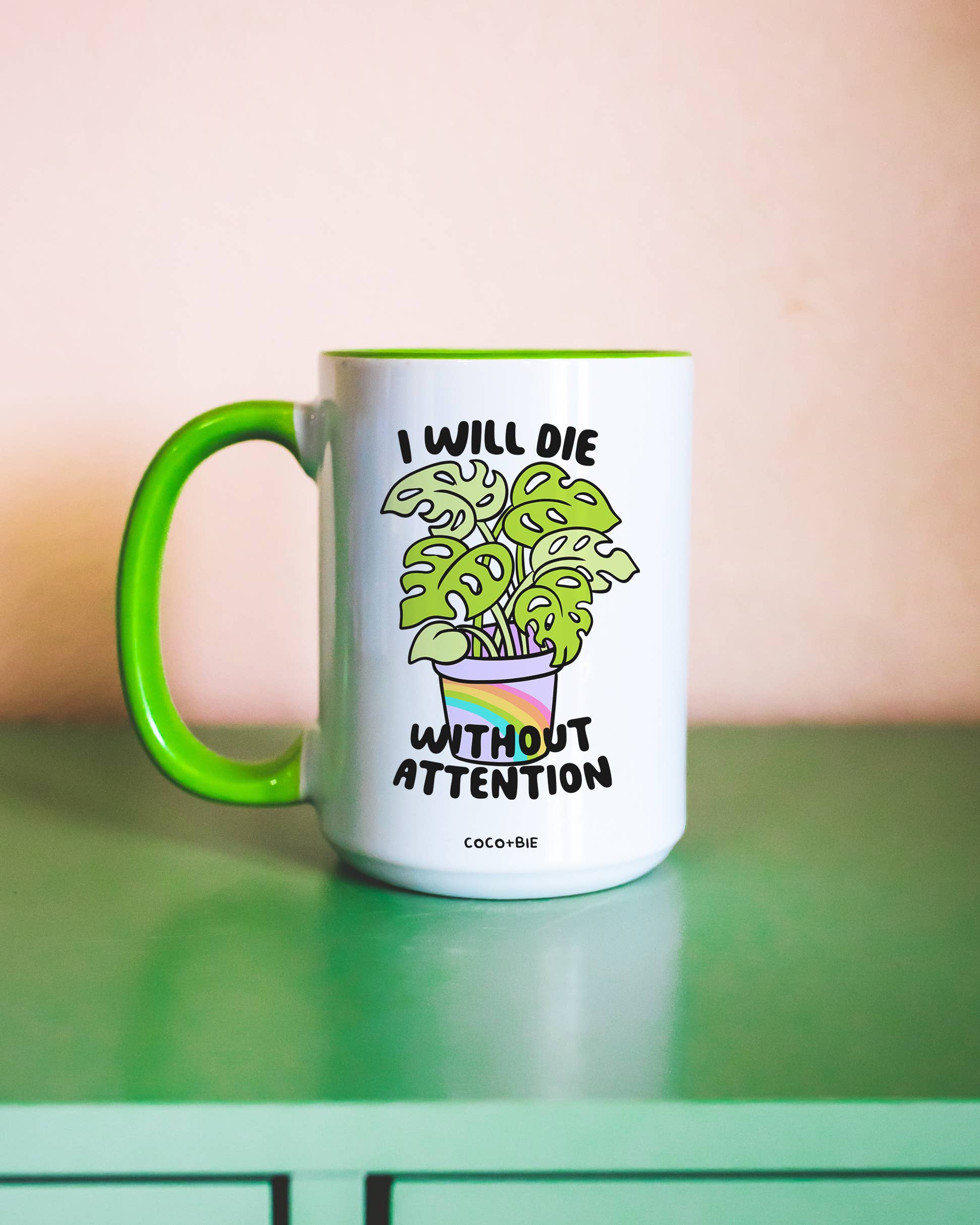coco+bie designs - Vente Tasse à café - Mug I Will Die Without Attention - Mug amusant, Plant Lover