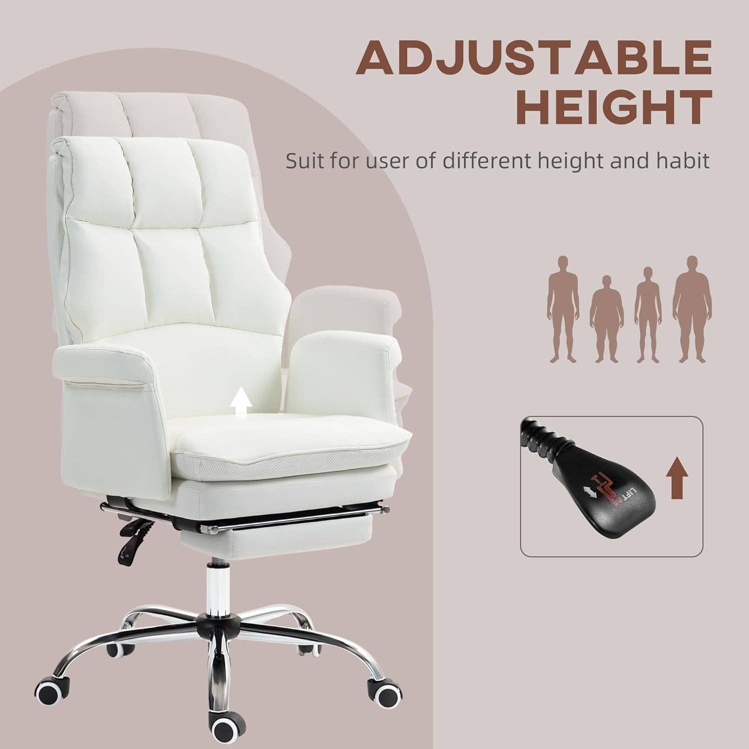 Executive Office Chair White With Footrest Ergonomic Design for wholesale on Faire6