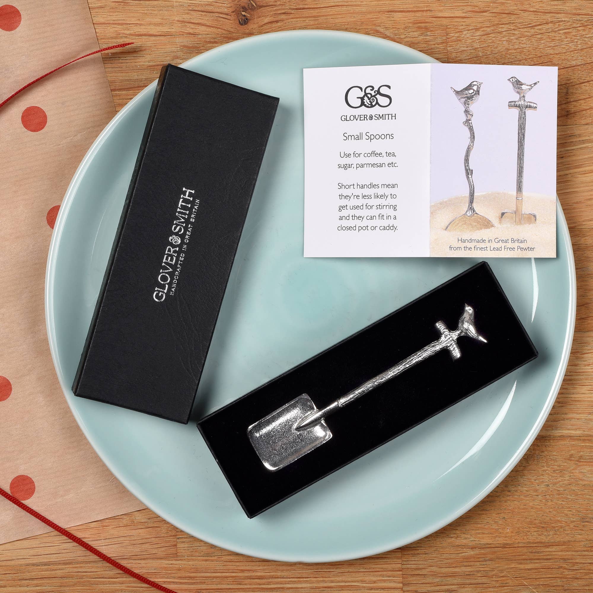 Glover & Smith - Vente Cuillères à soupe - Petite cuillère à sucre en étain Robin on a Spade3