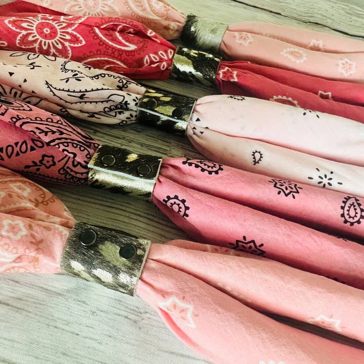 Boots Are My Roots - Wholesale Bandana – Women's - Pink Hand Dyed Bandanas & Leather Slides 2