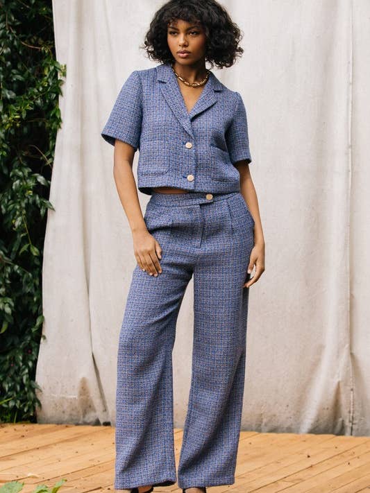 Pantalon large en tweed pour la vente par SKIES ARE BLUE