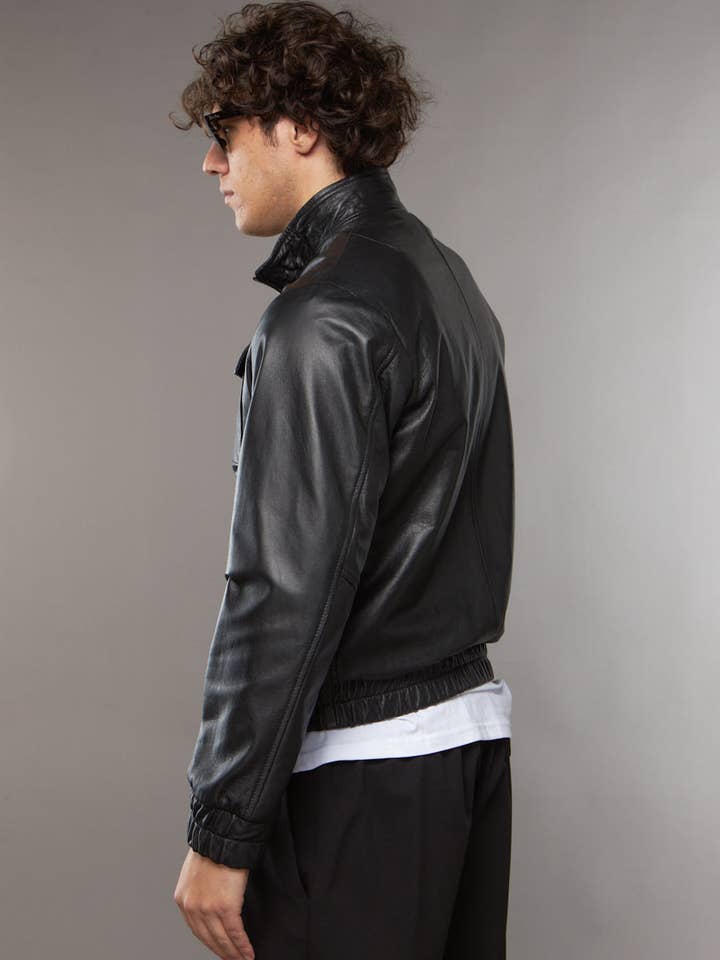 LAB22 – wholesale Leather jacket – Men′s – BLACK NAPPA LEATHER MULTI-POCKET BLAZER2