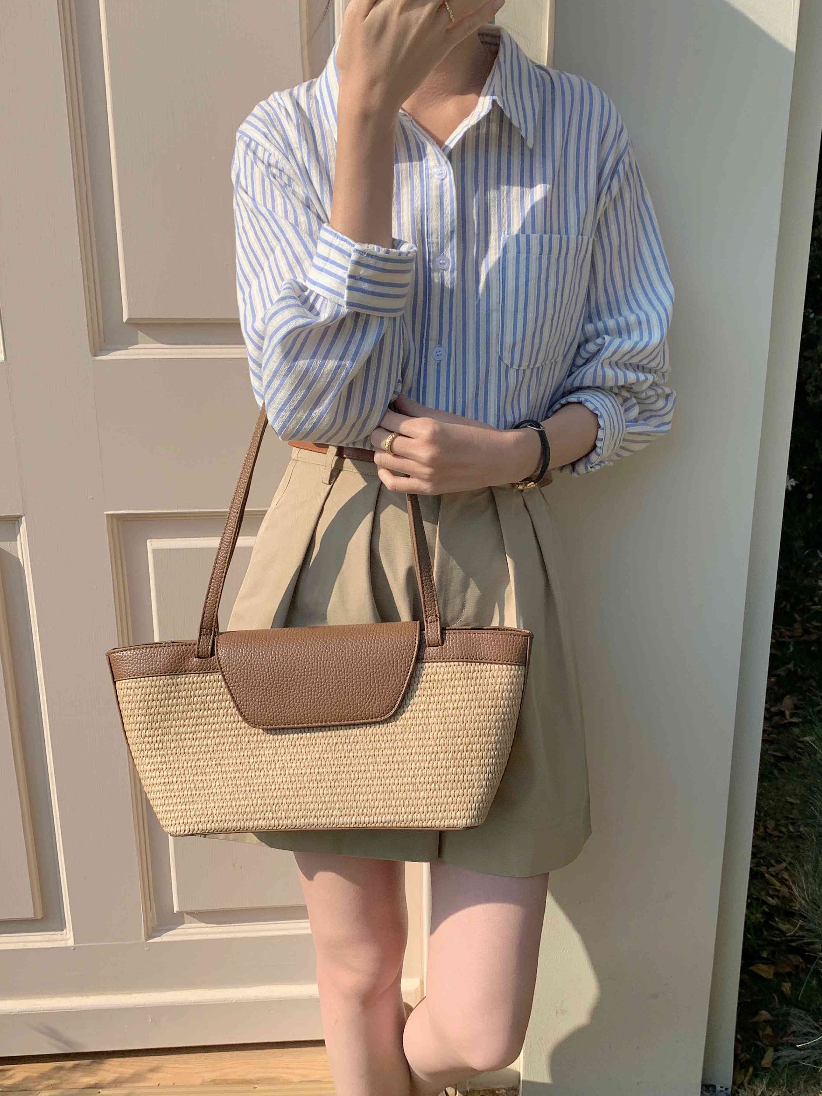 Pretty Persuasions – wholesale Shoulder bag – women's – P25036 Long Straw Shoulder Bag3