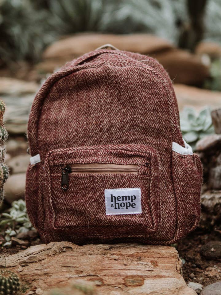 Sansara Small Hemp Backpack - Red for wholesale by Hemp & Hope