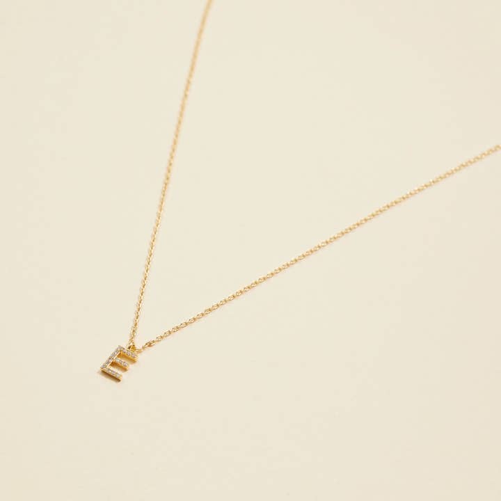 Lilla Haven - Wholesale Pendant/Charm Necklace - 12 Pack of Cubic Zirconia Initial Gold Dipped Necklaces5