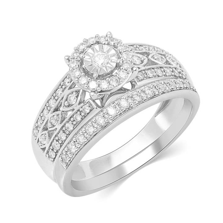 Fifth and Fine - Wholesale Jewelry Set - 1/2CT TW Diamond Trio Bridal Set in 10KT White Gold