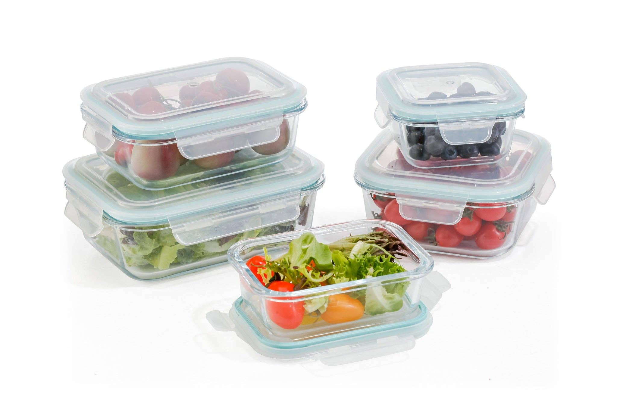 Dura Living LLC - Wholesale Food Storage Container - 10-Piece Glass Food Storage Containers with Airtight Locking Lids (5 Containers + 5 Lids)2
