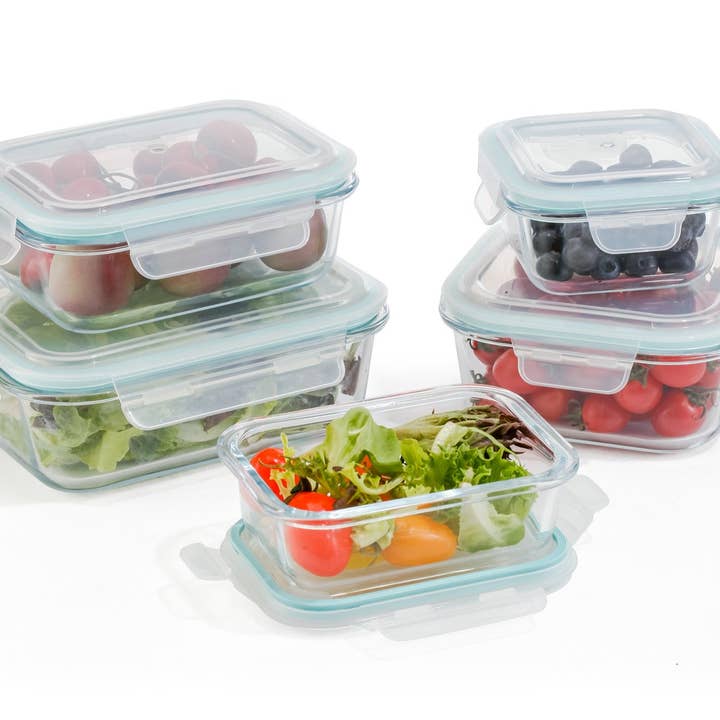 Dura Living LLC - Wholesale Food Storage Container - 10-Piece Glass Food Storage Containers with Airtight Locking Lids (5 Containers + 5 Lids)2