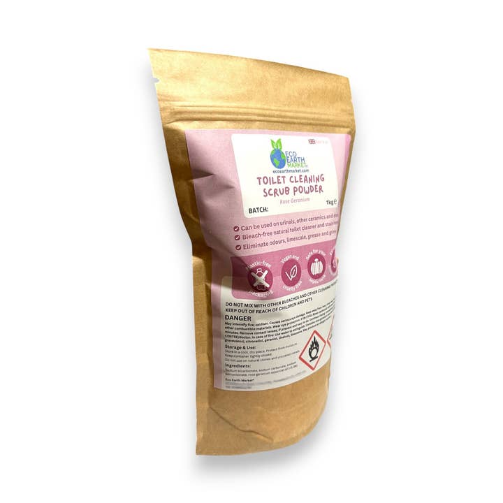Eco Earth Market - Wholesale Toilet Cleaner - Rose Geranium Toilet Cleaning Scrub Powder 1kg1
